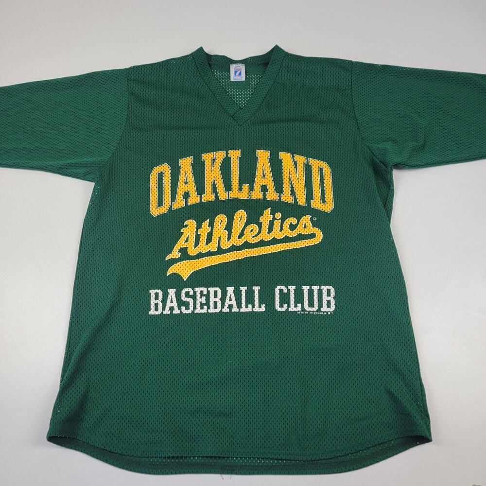 Vintage 90s Oakland A's Shirt Mens Jersey Green Logo‎ 7 Baseball MLB Adult Sz Xl